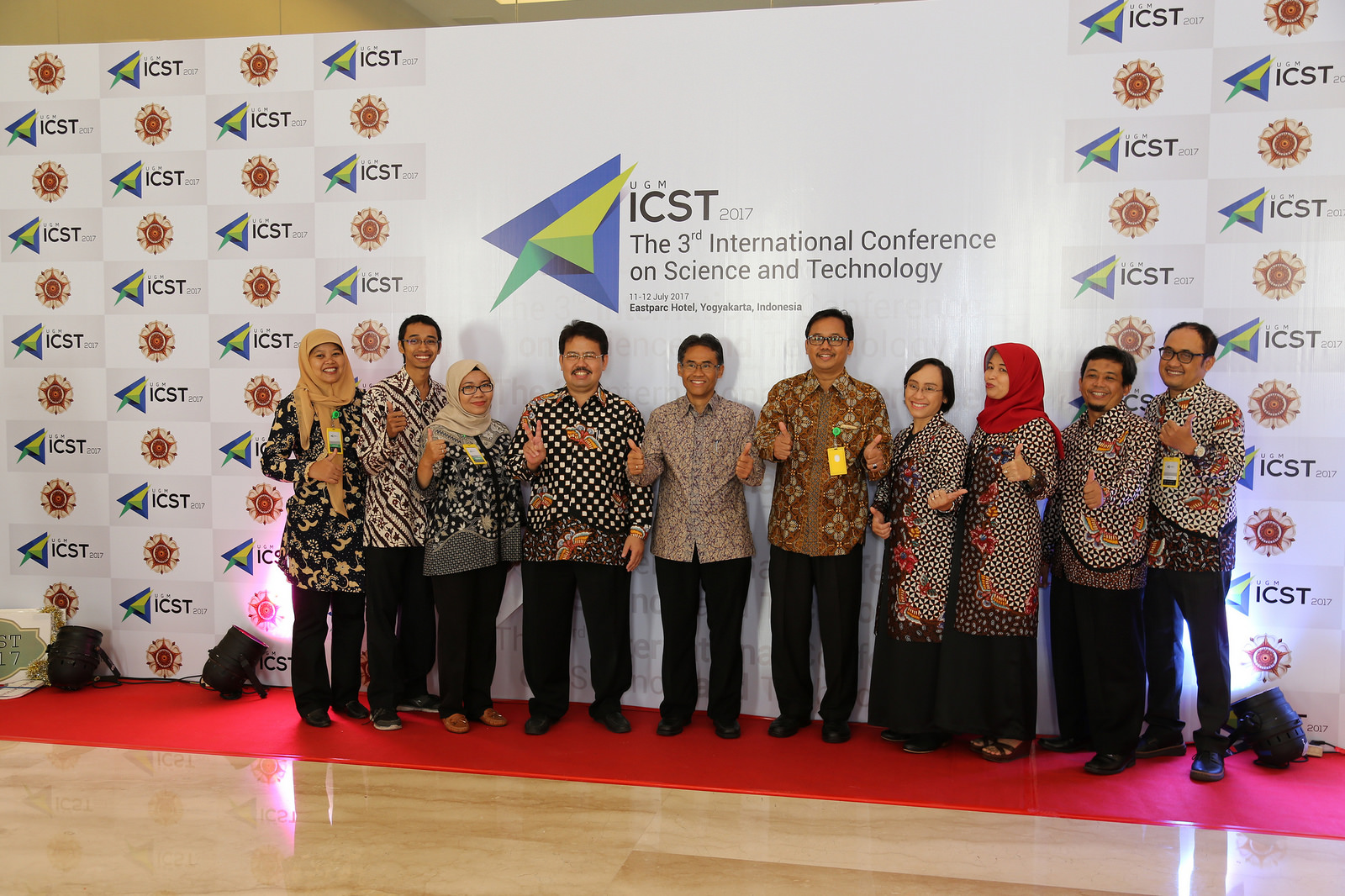 ICST 2017 committee poses with Prof. Panut Mulyono