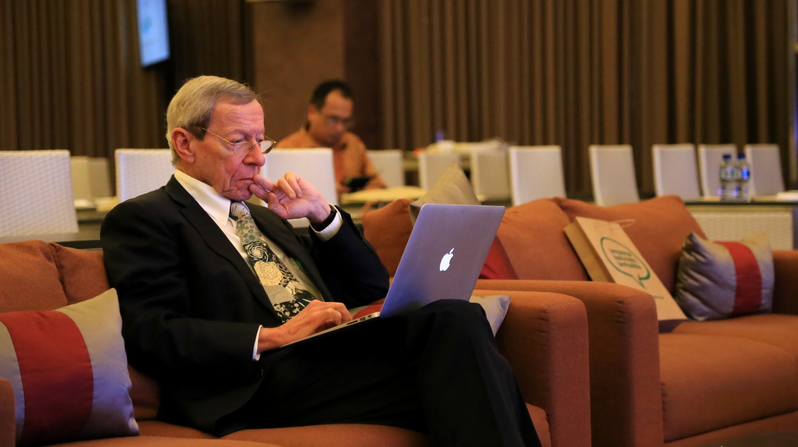 Prof. David Black reads between sessions